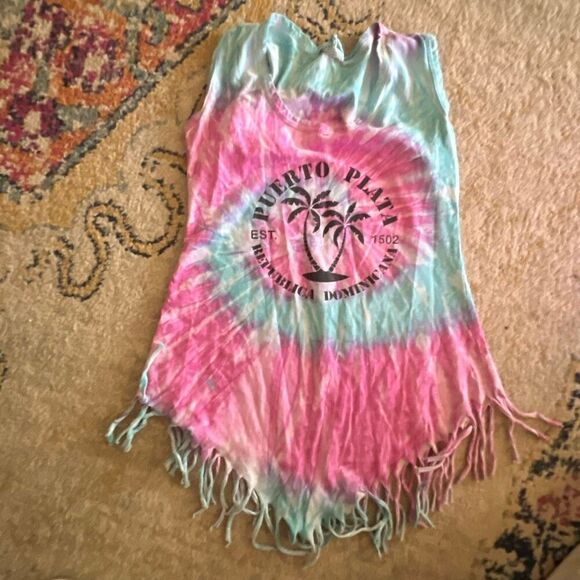 Girls Tie-Dye Fringe Tank Top – Puerto Plata Dominican Republic Souvenir – Size - Picture 1 of 3